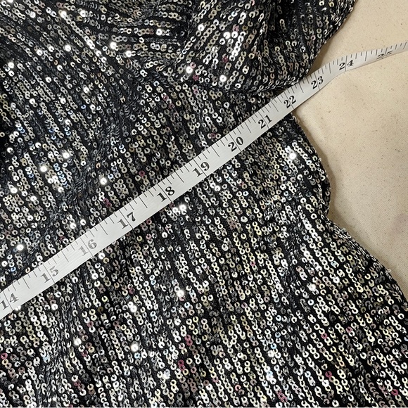 Piombo Women’s Single-Breasted Open-Front Silver Sequin Blazer XL Glam Party NWT - Picture 6 of 16